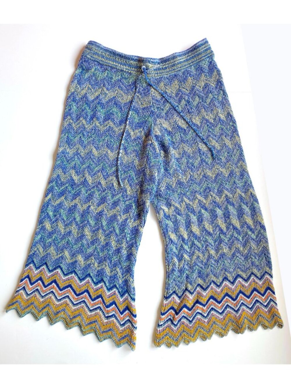 Ecote Urban Outfitters Boho Knit Chevron Crop Capris Wide Leg Pants Size Large